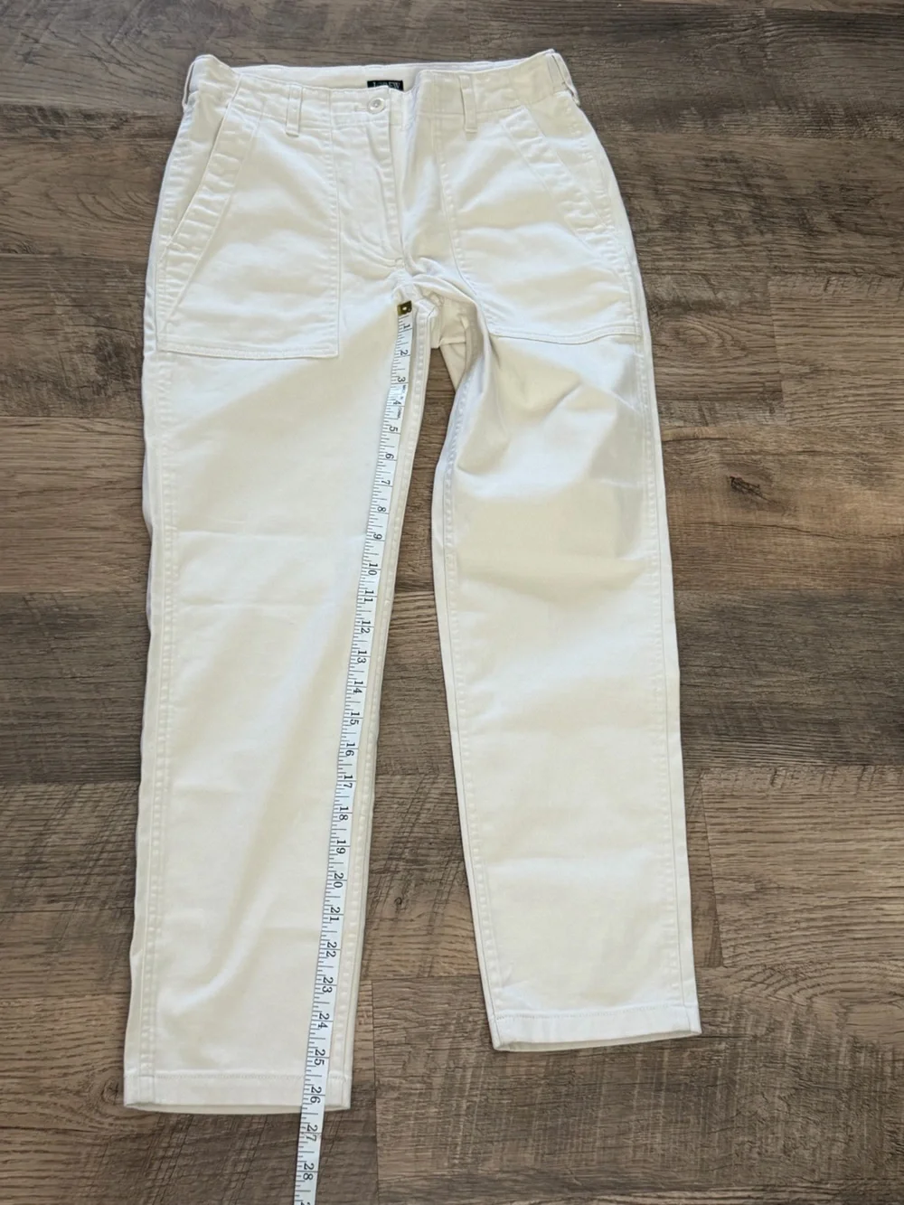 NWT J.Crew Straight Leg Utility Pants Natural Ivory Cotton Stretch Size 4